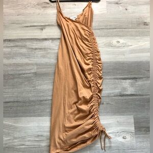 Privacy Please Asymmetrical Tan Dress